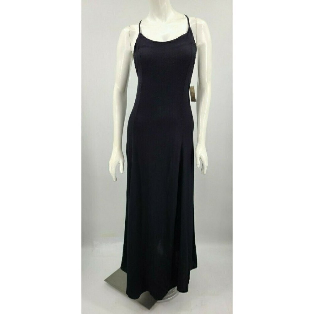 New Flynn Skye Black Maxi Dress Womens S Rayon Slit Lace Up